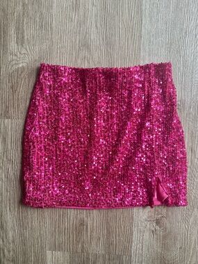 Girls 6X Hot Pink Sparkly Sequin Skirt